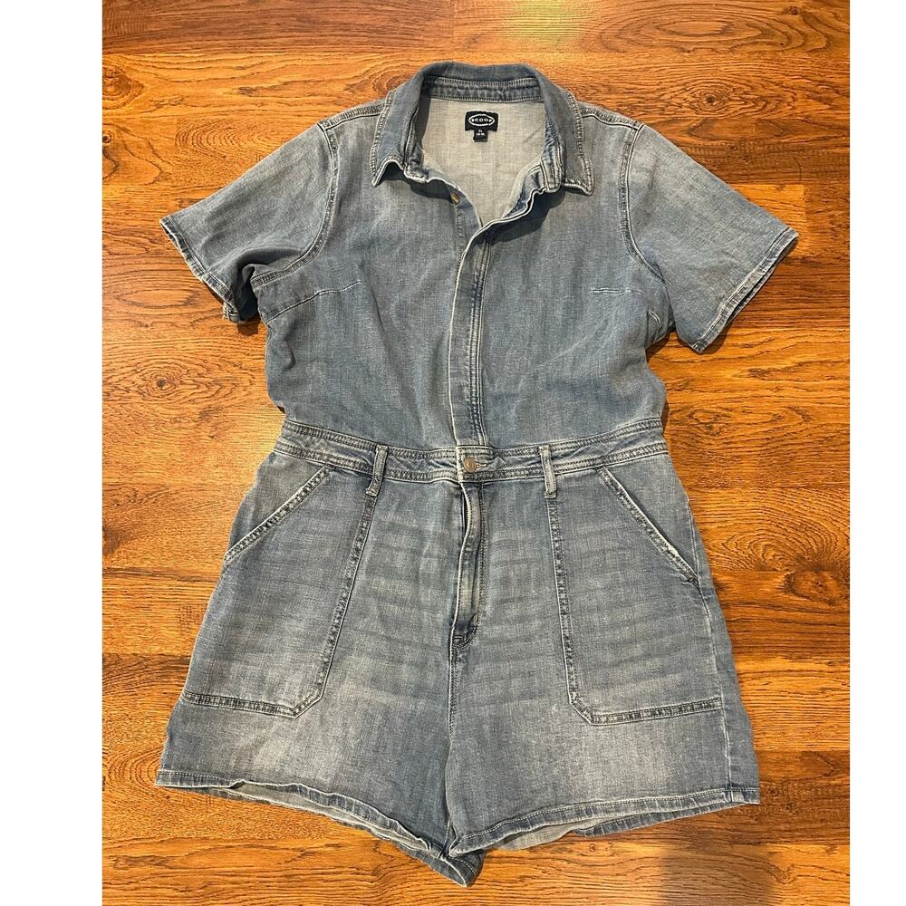Scoop Denim Romper Women’s XL Medium Wash Western Street Style Casual